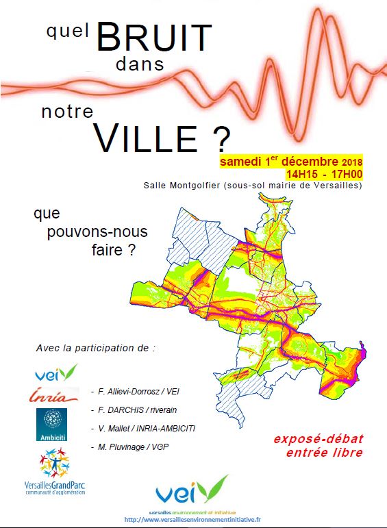 Affiche de la conférence débat du 1 décembre 2018 sur le bruit à Versailles