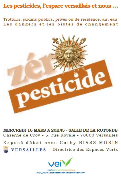 Affiche de la soirée débat zéro pesticide à Versailles